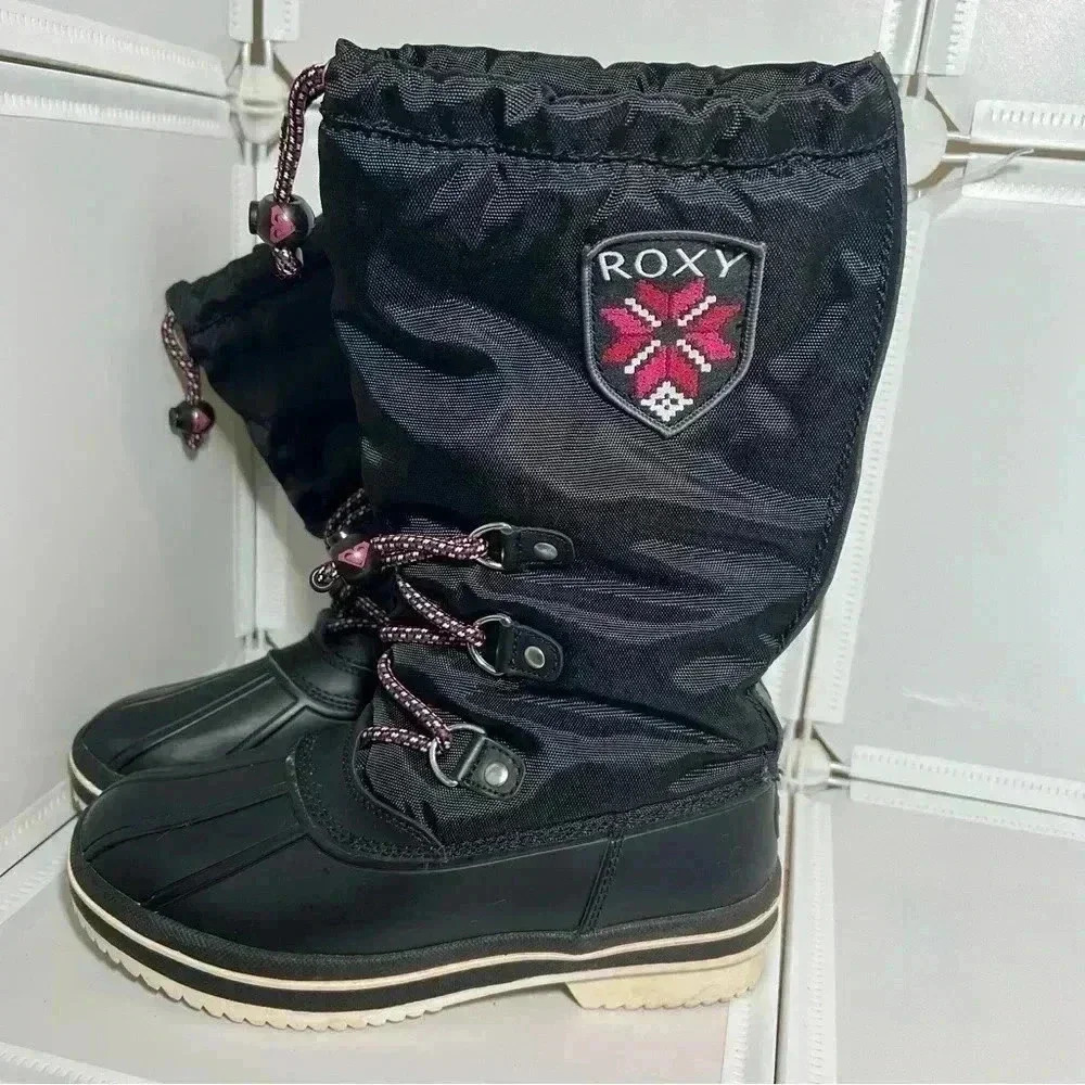 ROXY Brand Winter Boots Black Lace Up Lined Very Warm Size 7